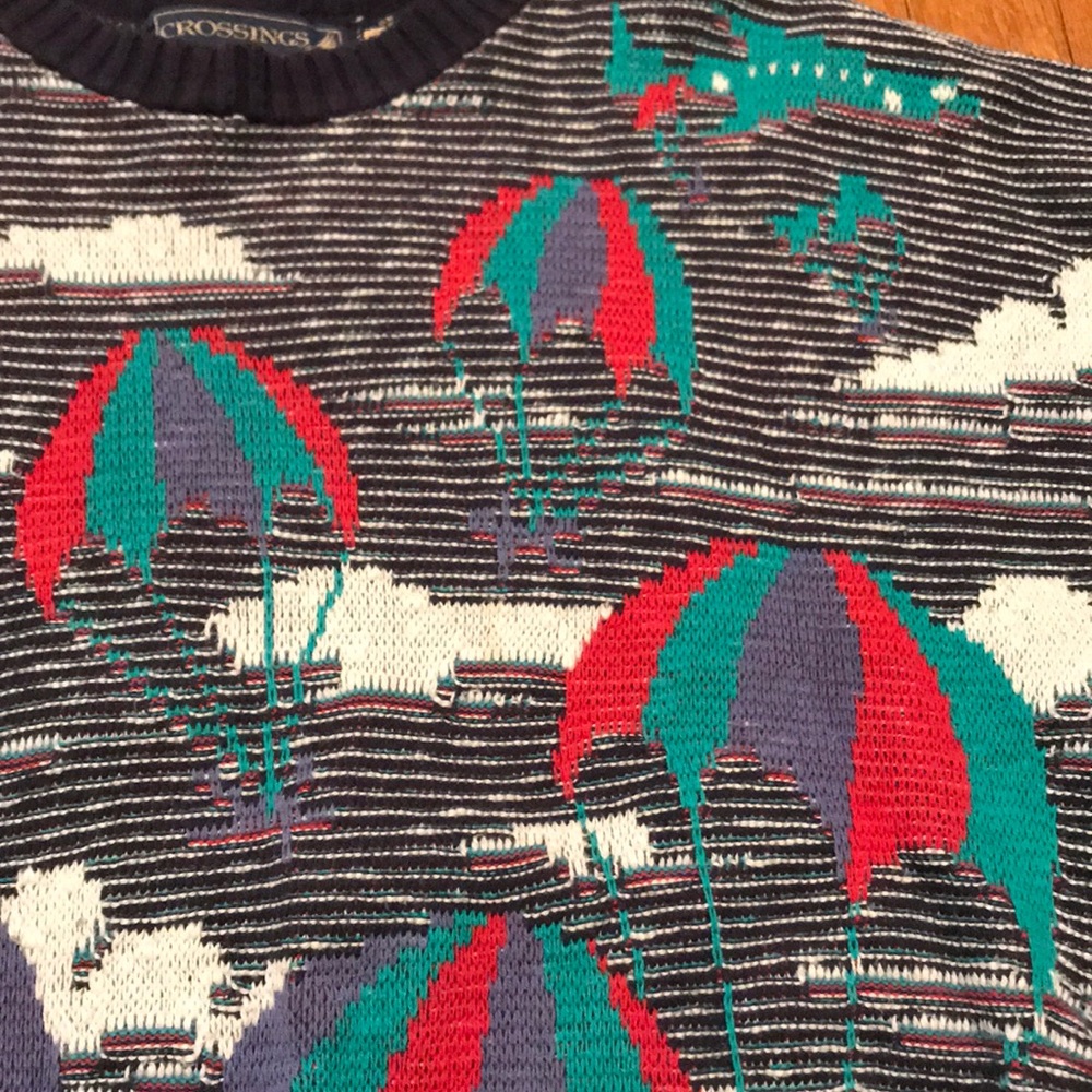Vintage Cotton print all over skydiving sweater. - Picture 2 of 3